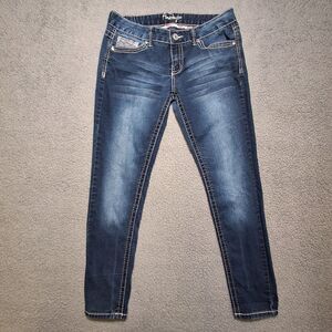 Amethyst Skinny Jeans Womens 11 Blue Low Rise Slim Contrast Stitch 33x28 Stretch